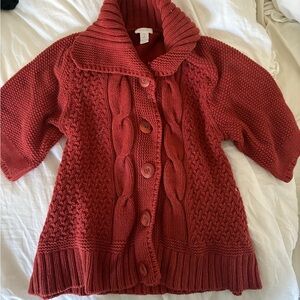 Chico's Red Cable Knit Cardigan